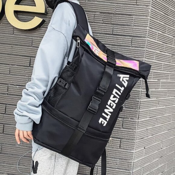 NEW! Large Storage Stylish Roll Top Backpack Gym Bag Travel Bag for Men or Women